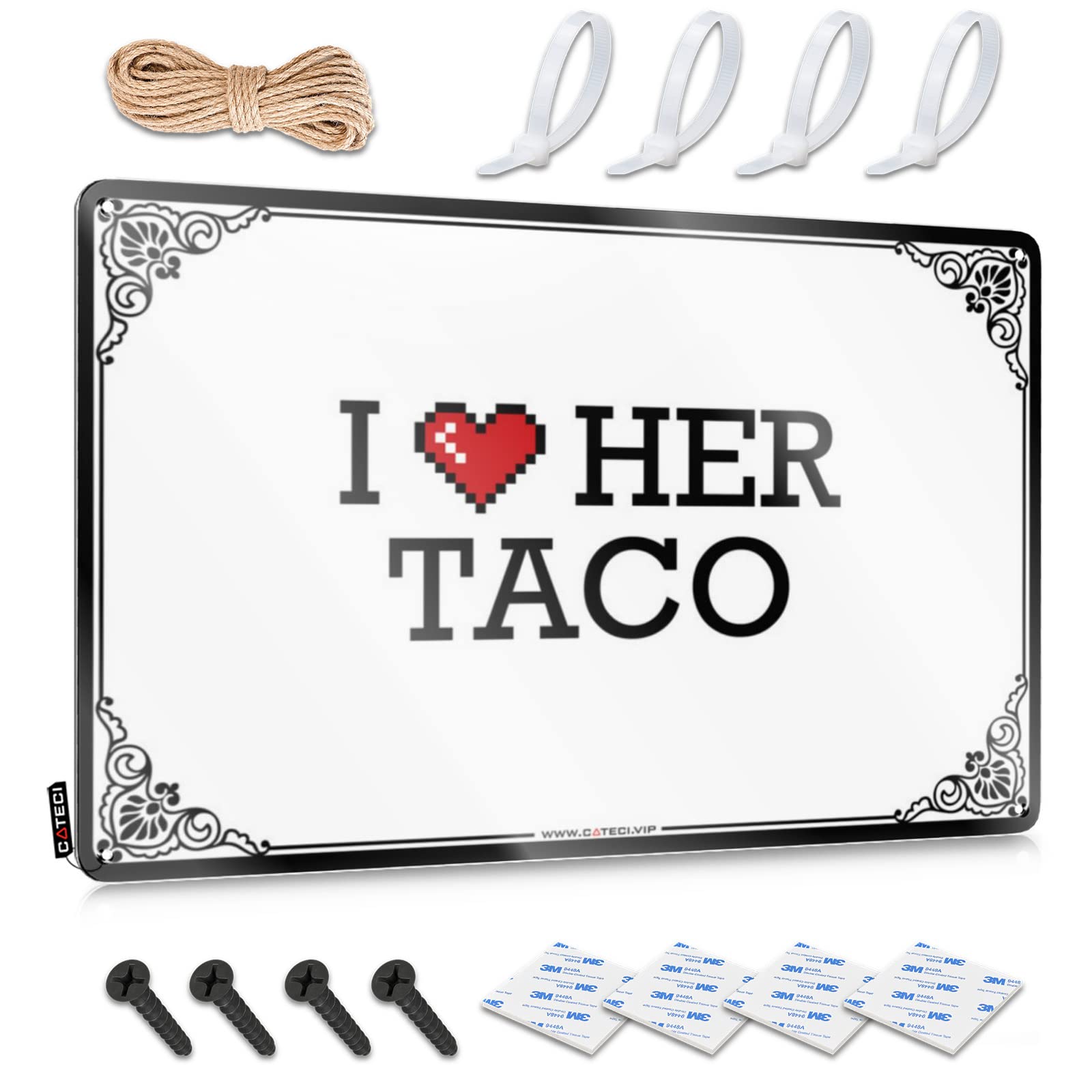 Fzfn Colour Farmhouse Signs Reusable Chic I Love Her Taco For Camper - Retro Customizable(30X40cm)