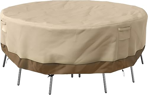 Pure Garden Funda redonda para mesa de exterior, lona de poliéster 600D resistente de 94 pulgadas con UV 50+ y respaldo impermeable, fundas para