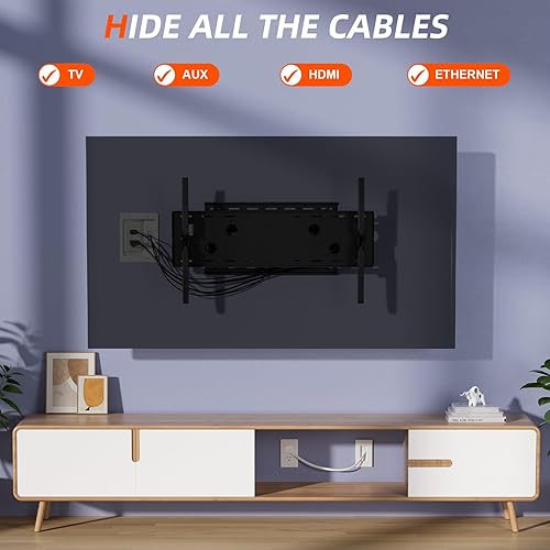 Miniatura 3 de in Wall Cable Management Kit,TV Cable Hider Wall Kit with Brush Wall Plate and 9.8FT Cord,2 AC Outlets,Recessed Outlet Box for Wall Mount TV Home