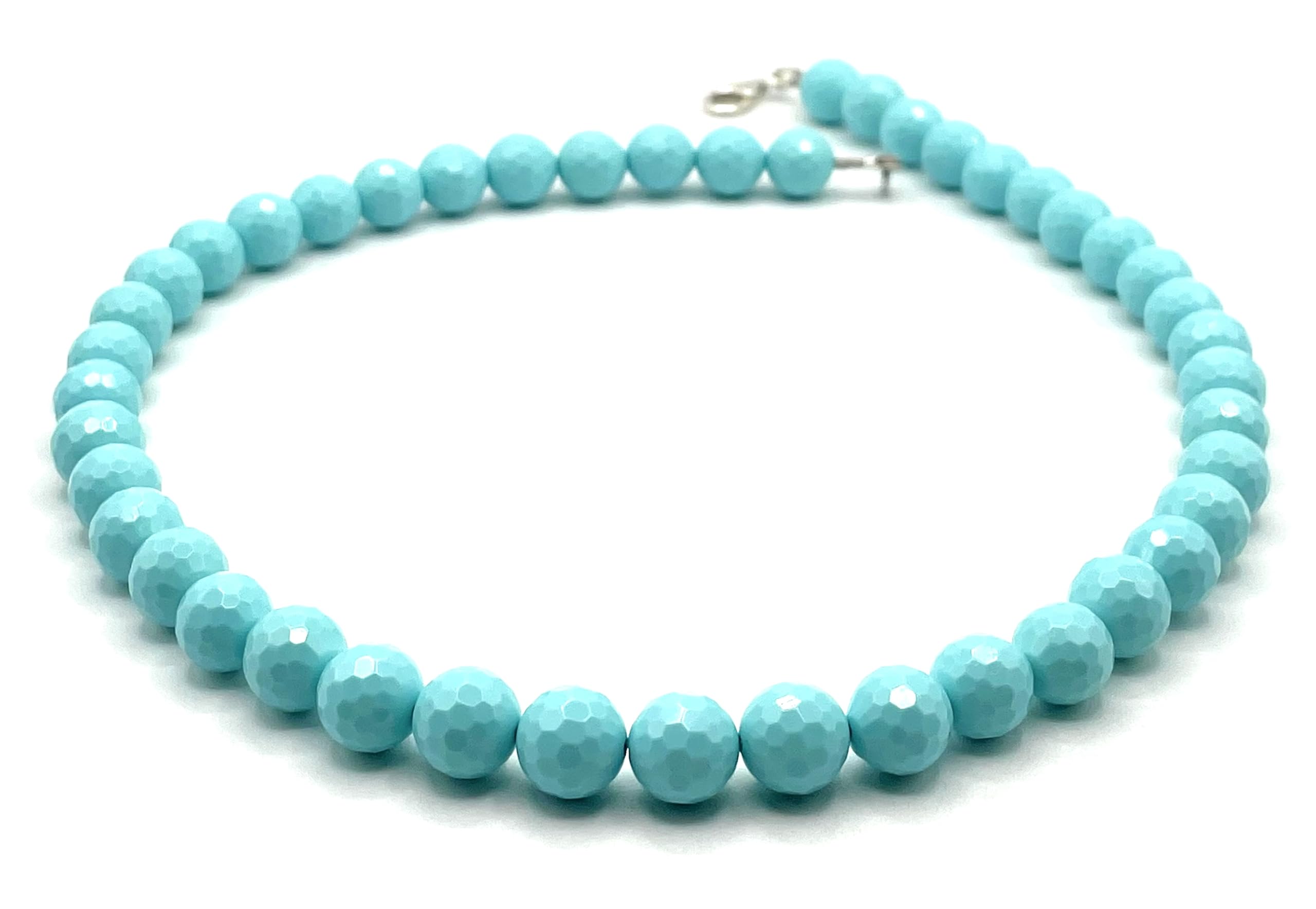 Collana in Pasta di Turchese Sfaccettata, Girocollo in Argento 925 Italiano, Gioielli Moderni, Bijoux Fatti a Mano, Made in Italy, Regalo