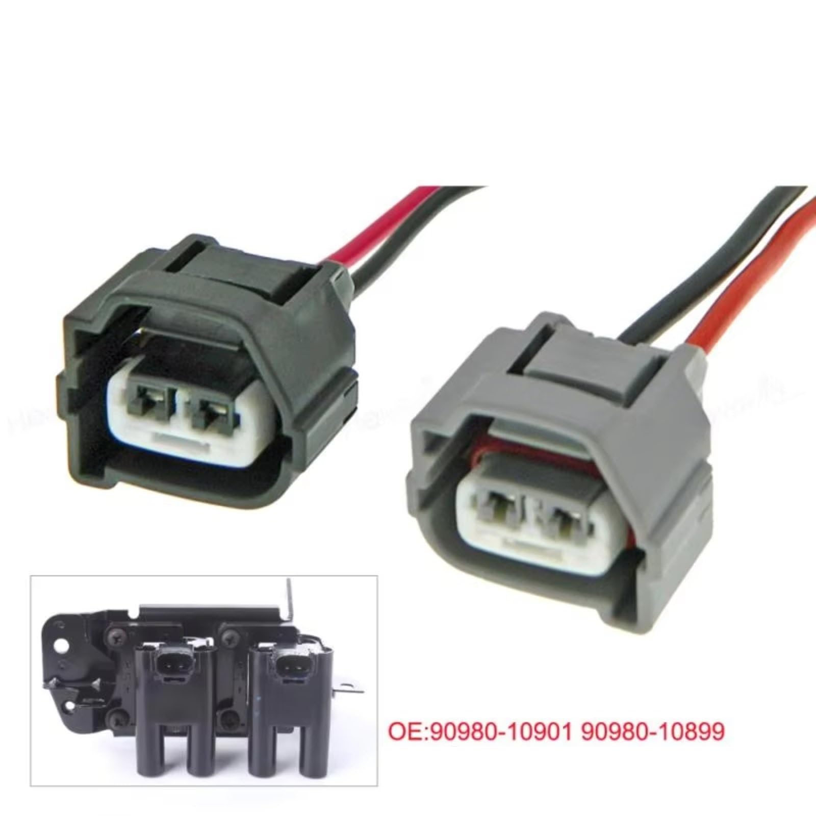 Kfz-Stecker für Hyundai Accent 1.6L und Elantra J3, 2-poliger Zündspulenstecker, Kabelbaum 90980-10901 90980-10899 (1 Satz)
