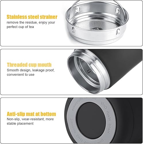 Miniatura 4 de Taza térmica de 12.8 fl oz, acero inoxidable con aislamiento térmico al vacío, botella de viaje, botella de café, taza de café, retención de