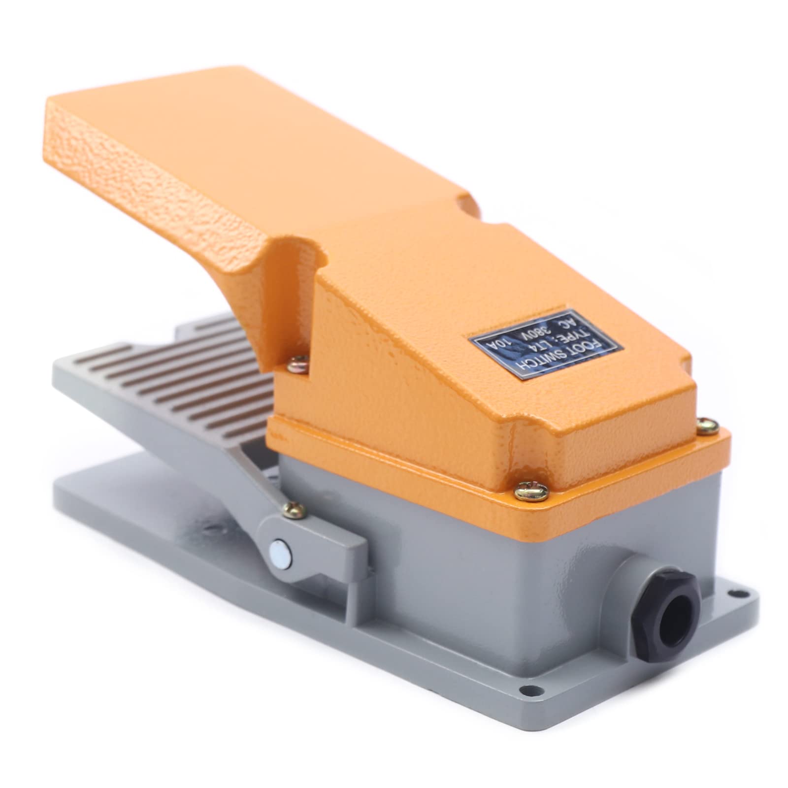 TFS-LT4 - Interruptor de pedal industrial de metal, color naranja y gris
