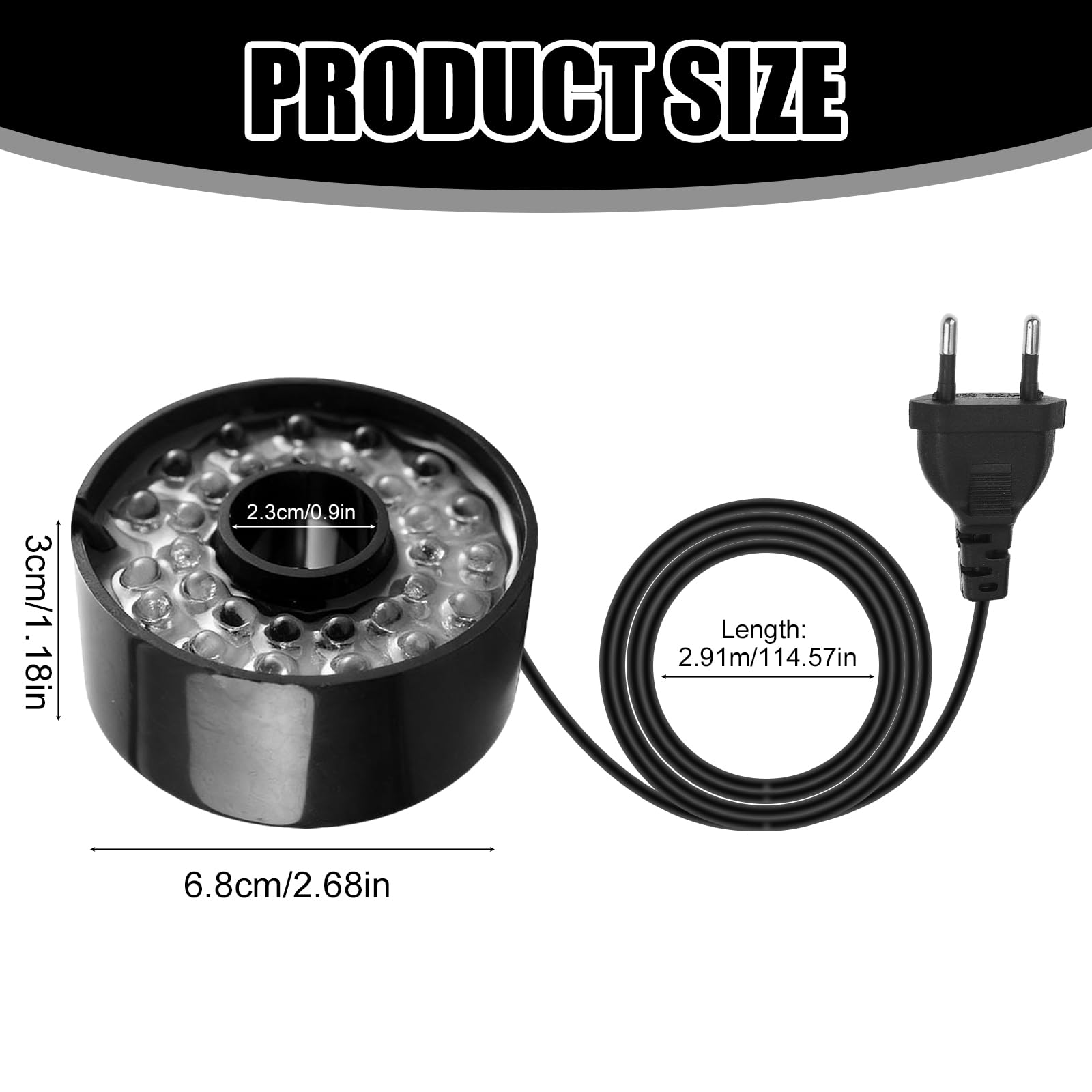 Luces Per Fontanas Ad Anello A LED,30W 220V 7 Colores Luce Per Fontana A LED Ad Anello,Luce Subacquea Per Fontana Per Fontane Da Giardino O Giochi D'acqua,Impermeabile IP68,Lunghezza Del Cavo 2,9M