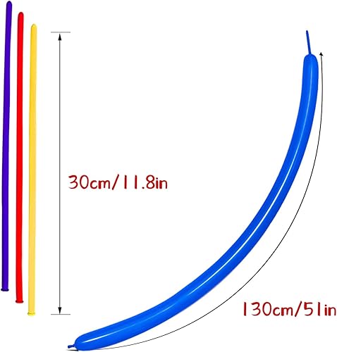 Miniatura 129 de Paquete de 260 globos largos, 100 globos negros de animales torcidos, globos mágicos largos de látex grueso para modelos de animales, Halloween