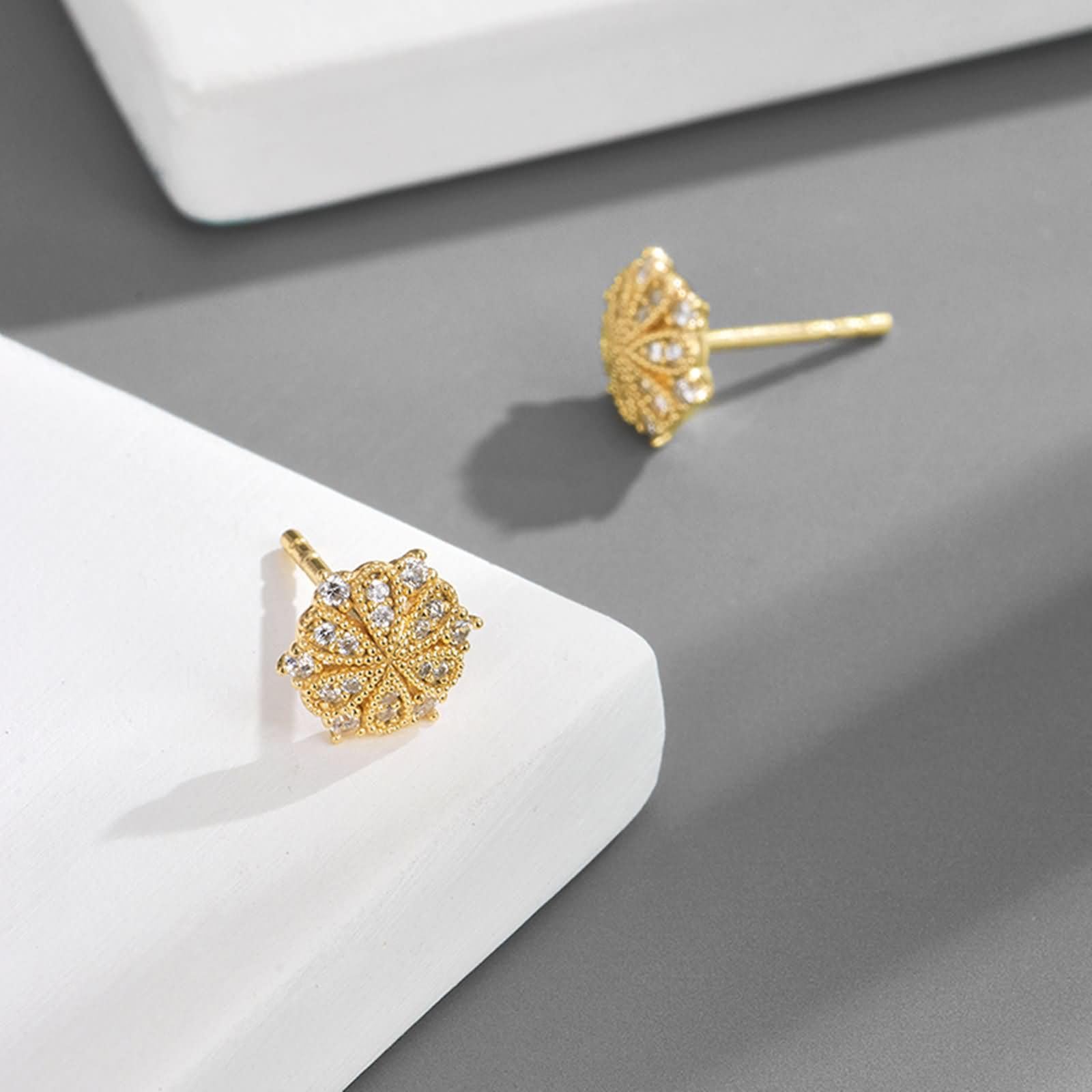 Pendientes de mujer en oro amarillo de 9 K/14 K/18 K Moissanita flor pendientes