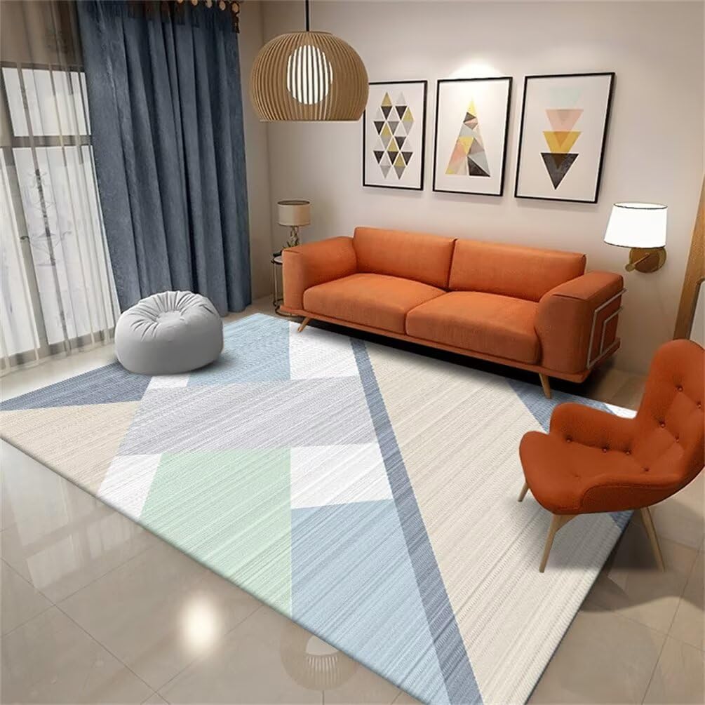 Tapis poil ras enfant garcon chambre salon bleu 200x300