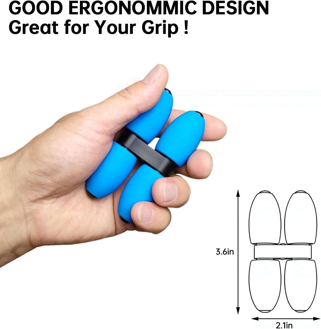 Handheld Fidget Roller (4-Spinner): Buttery-Silent Hand Fidget Toy for Adults , Anxiety Relief at Work, Home & On-The-Go ,Ergonomic & Oil-Infused Silicone,Blue