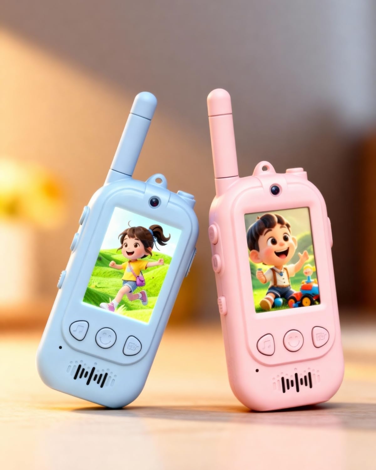 Video Walkie Talkies, Kids Home Communication Toys with Screen, Video Walkie Talkies for Kids with Voice Changer, Easy Walkie Talkie Toys Gifts for Family Interaction Indoor Outdoor Ages 3-12