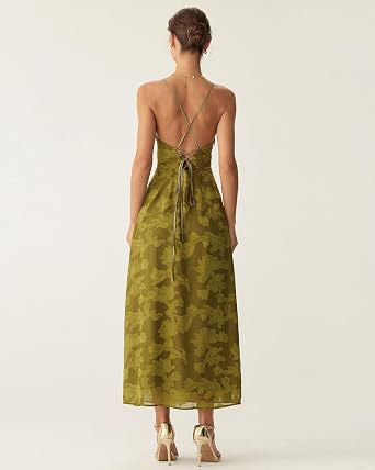 RIHOAS Women's Floral Maxi Dresses Summer Spaghetti Strap Cocktail Party Wedding Guest Dress Tie Back Sundress