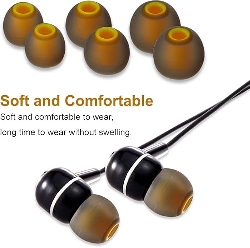 Miniatura 4 de Brandless Reemplazo de puntas de auriculares (18 piezas, 9 pares S/M/L) gris/amarillo