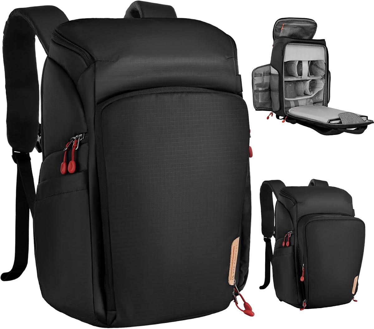 Mochila para cámara K&F CONCEPT, bolsa para cámara expandible de 22 L con cubierta para lluvia | con soporte para trípode y compartimento para computadora portátil de 15,6 pulgadas, acceso rápido y resistente al agua para Canon/Nikon/Sony/DJI/DSLR sin espejo, B06