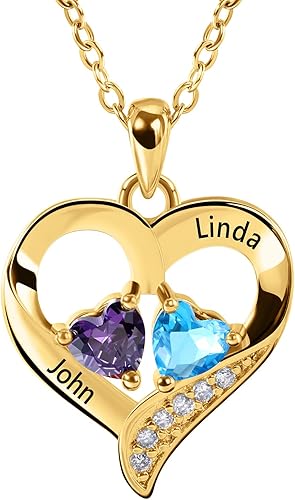 Lam Hub Fong Collar con nombre para mujer, regalos personalizados para el día de la madre, collar de piedra natal para madre e hija, regalos