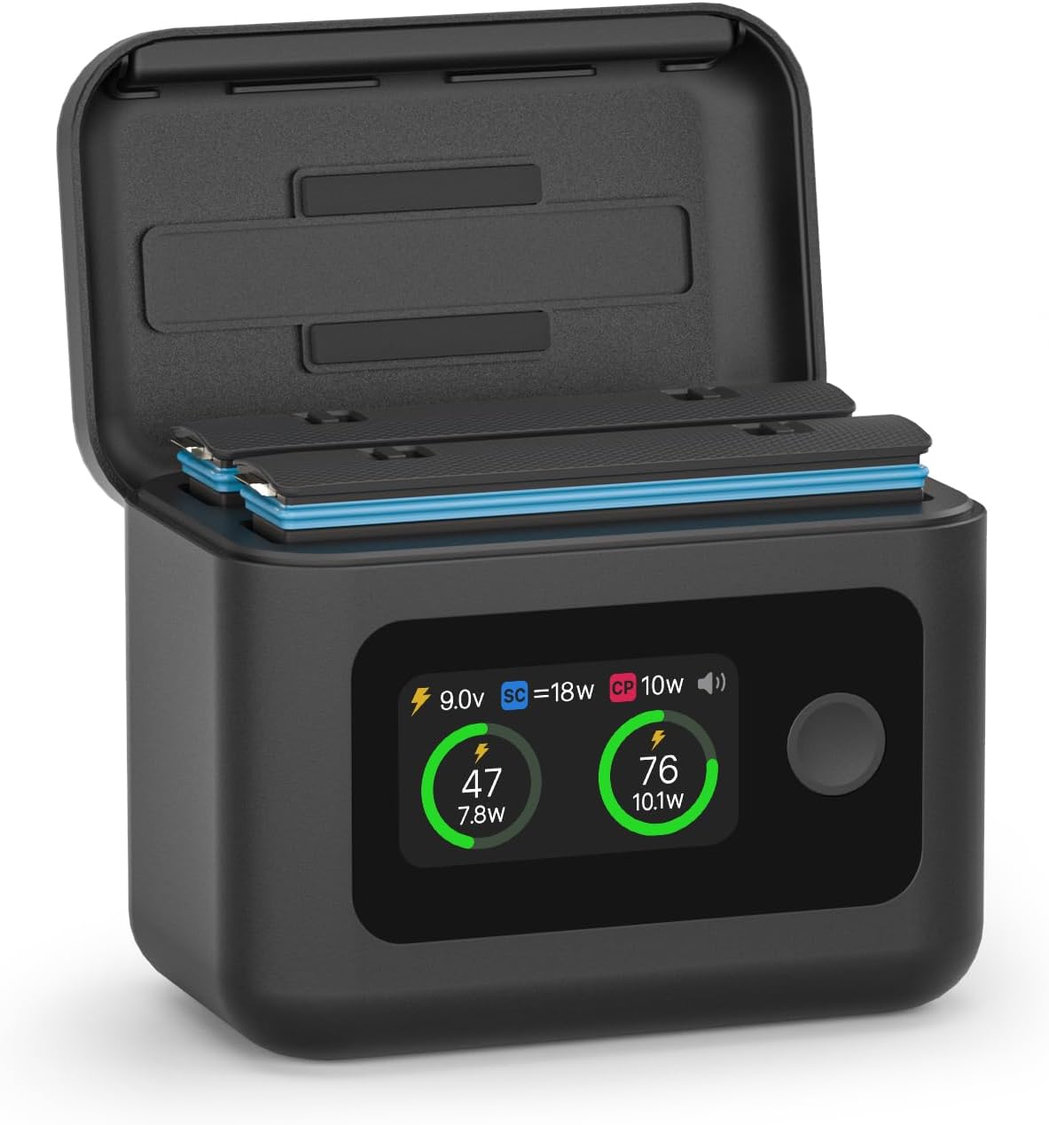 MYAKON Battery Charger for Insta360 X5, LCD Display 27W Intelligent 5-in-1 Two Way Fast Charging Case for Insta 360 X5 Battery, Dual Channel Fast Charger Hub for Insta360 X5 Accessories