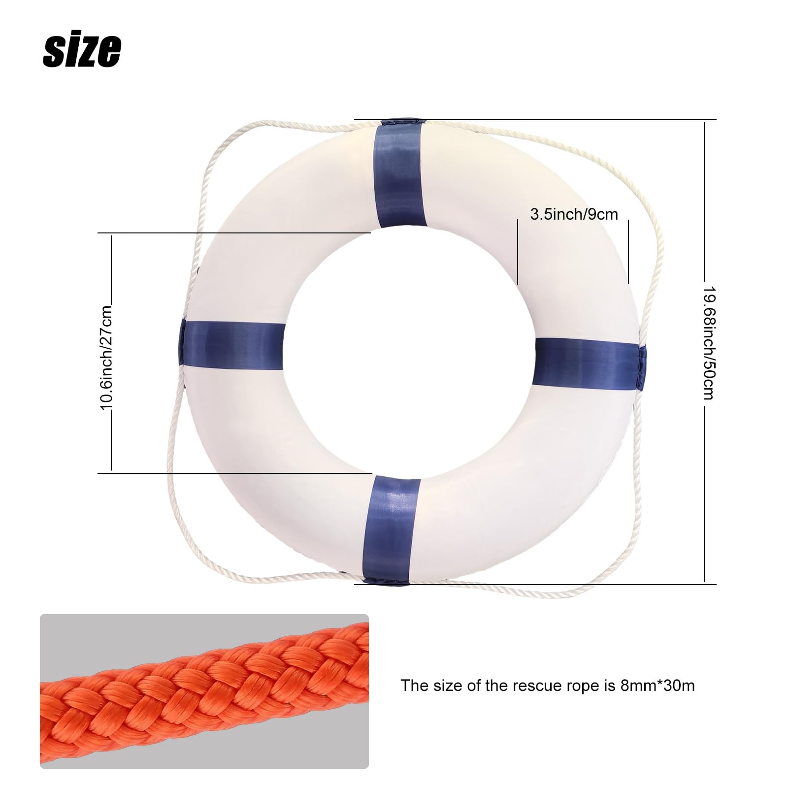 Anillos de seguridad para barco, boya salvavidas de seguridad para alberca con cuerda salvavidas de 100 pies para niños