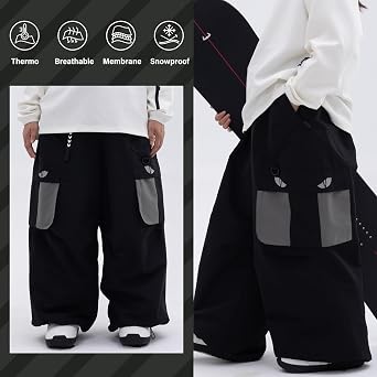 SNOWVERB Womens Mens Baggy Streetwear Snowboard Ski Snow Pants Insulated | Loose Fit with Waterproof Insulation, Windproof Protection, Breathable Comfort & Durable Performance, Ski & Snowboard Ready