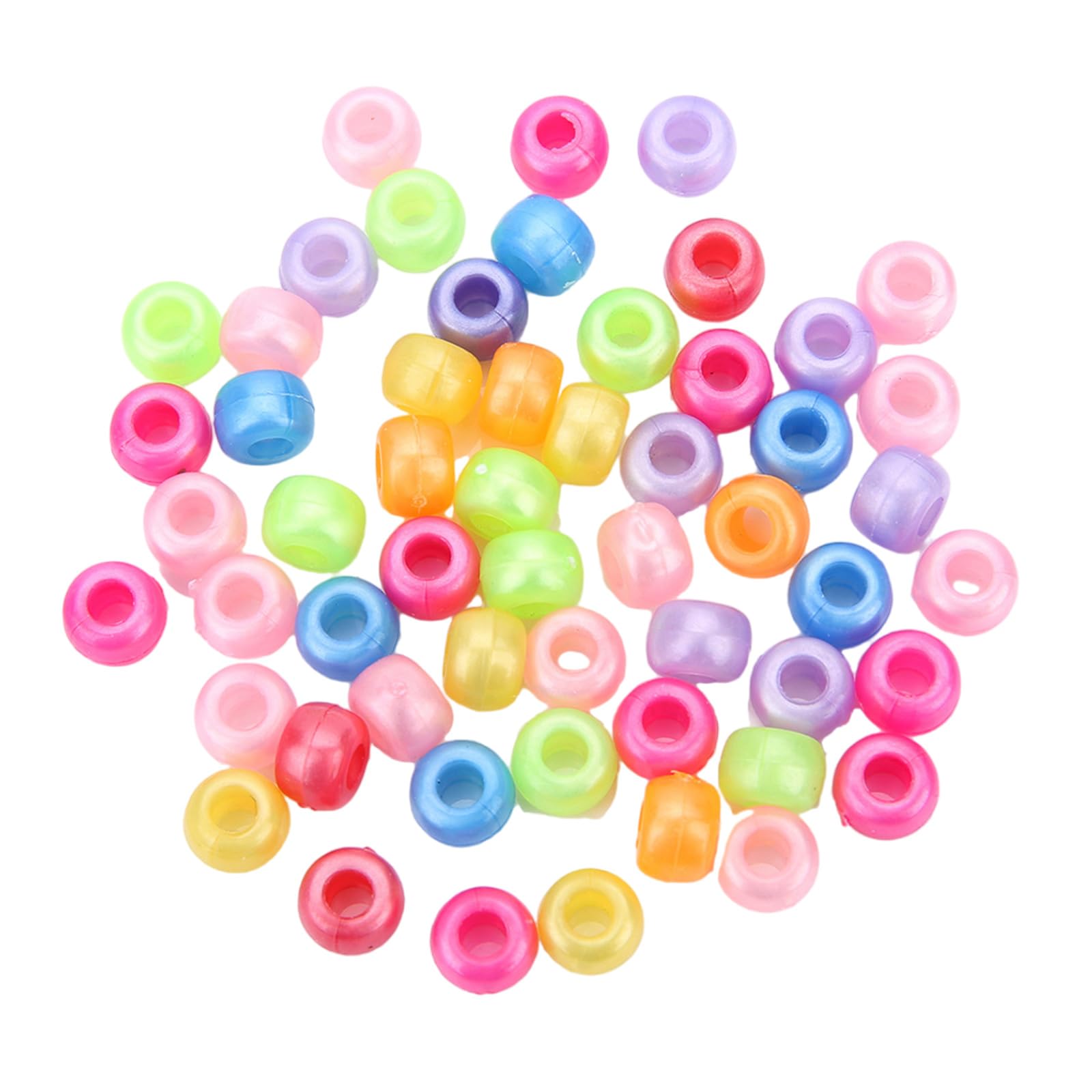 Zwwaazhf Unisex Kids Pearl Color Mixed 200 Pieces Colorful Acrylic Hair Beads For Kids Girls Braids Glow In Dark Hair Accesories For Creative Projects Kids Braiding Beads