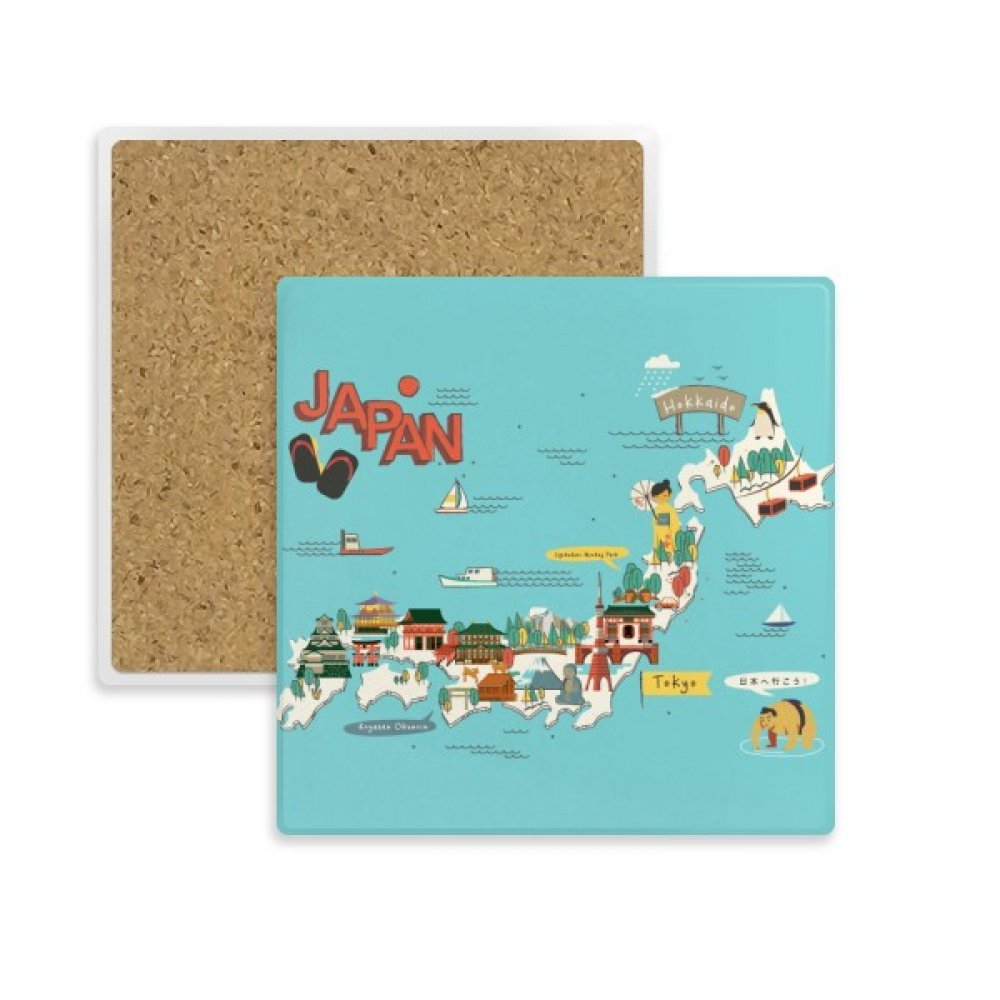 Coaster tasse en pierre absorbante style carte japonaise traditionnelle