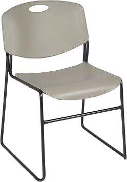 Regency Cain 48 in. Square Breakroom Table and 4 Zeng Stack Chairs Durable Steel X-Base Cafe Table and Chair Set with Laminate Top, Scratch & Stain Resistant Surface (Neo Walnut, Grey)