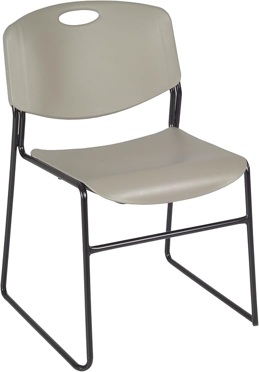 Regency Cain 48 in. Square Breakroom Table and 4 Zeng Stack Chairs Durable Steel X-Base Cafe Table and Chair Set with Laminate Top, Scratch & Stain Resistant Surface (Neo Walnut, Grey)