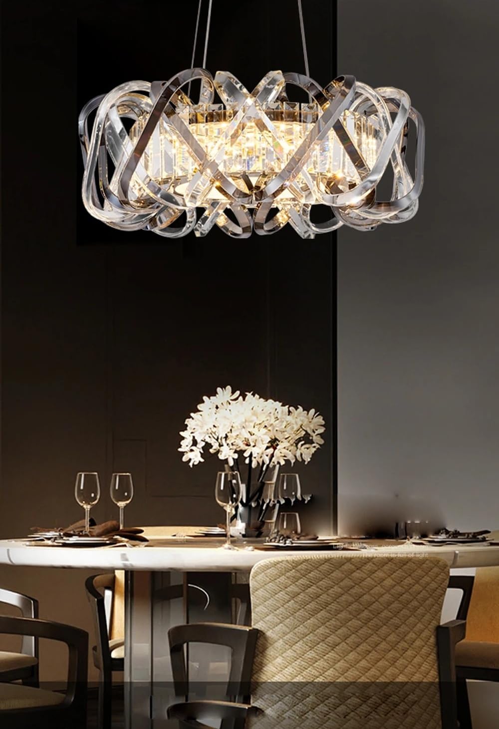 SYAXVOM Chandelier Glass Acrylic Dining Room Chandelier with Gold Lustre dimmable Suitable for bar Decoration, LED Lighting luminaire(Dimmable,60cm mxied Color)