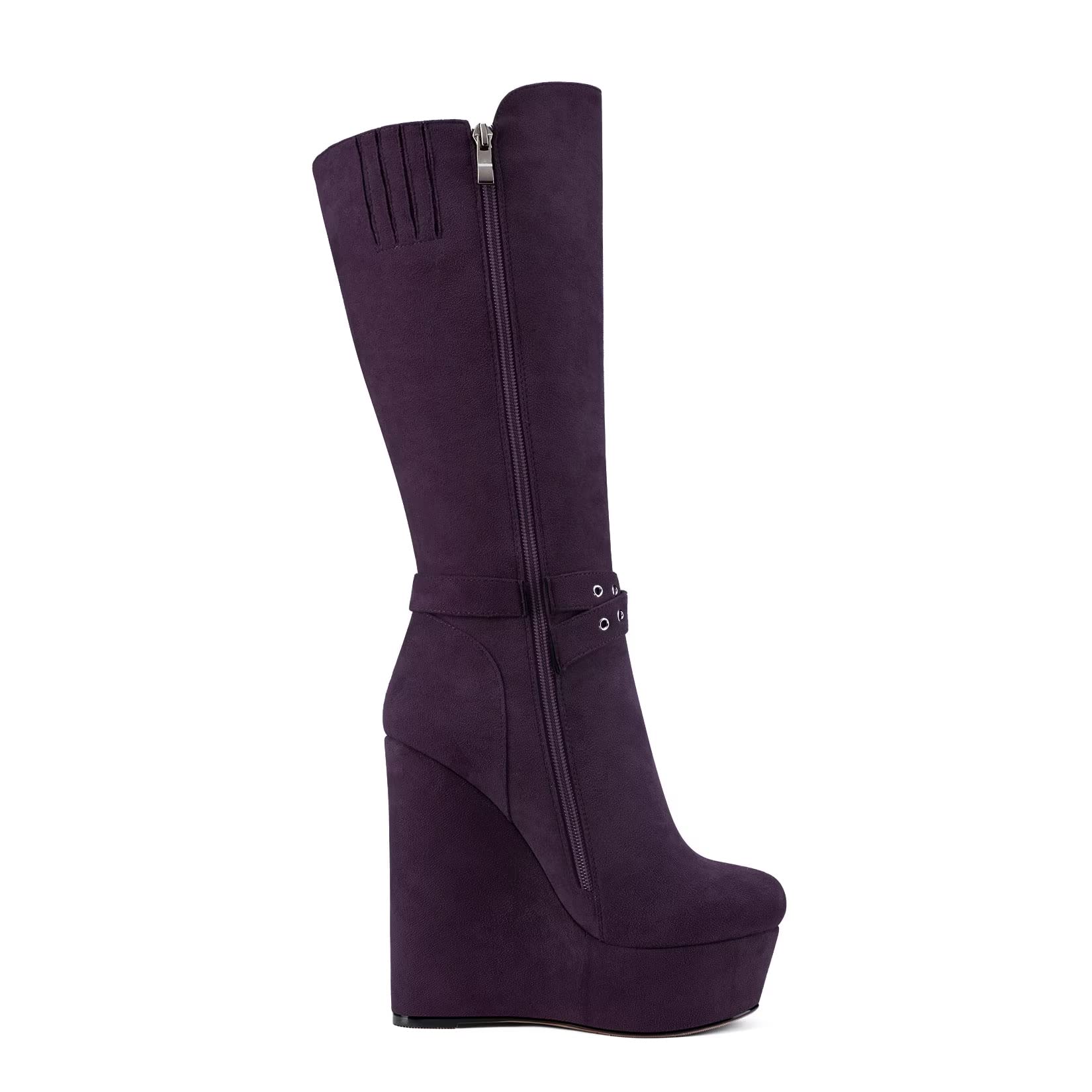 HEUIVZAR Donna Piattaforma Zeppa Alto High Tacco Heel Rotonda Punta Metà polpaccio Cerniera Feste Dress 15 CM Heels