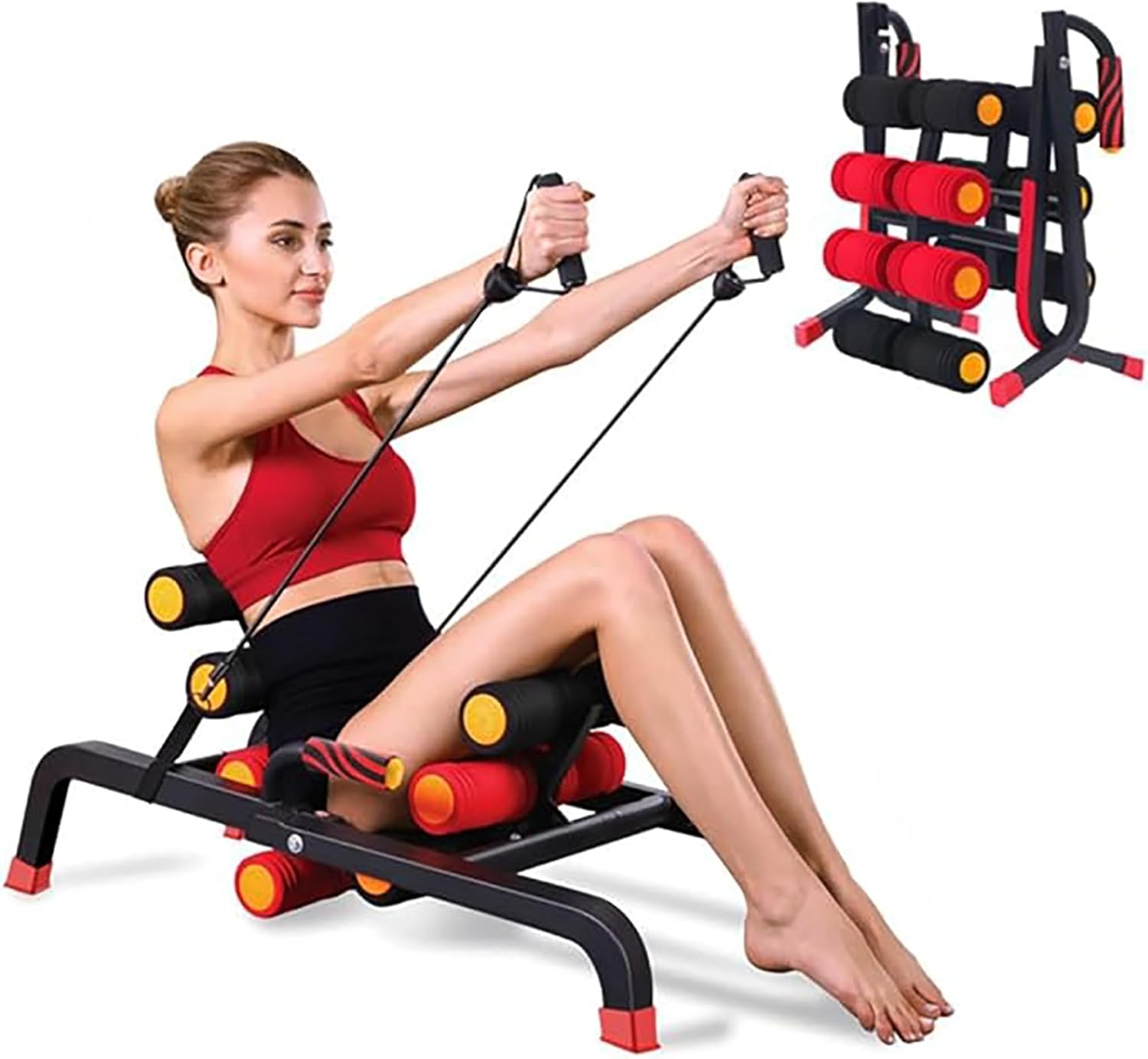 Foldable Back Extension Machine Home Gym Sit Up Machine for Glute & Ab Workouts Squat Machine for Home Gym Back Exercise for Lower Back Training with Resistance Bands