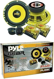 Pyle 1 Kit de 2 vías PLG6C 6.5" 16.5 cm 200 vatios rms y 400 vatios impedancia MAX 4 ohmios con woofer Tweeter y Crossover, Color Amarillo, 1 Kit