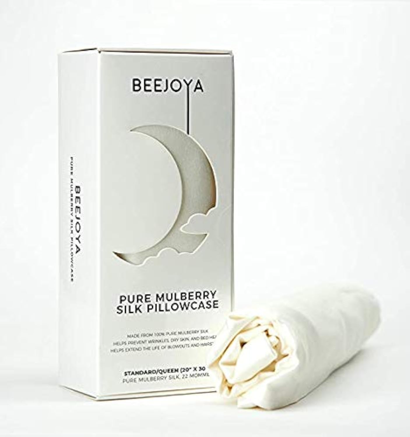 Natural Silk Pillowcase, 22 Momme, 100% Mulberry Silk, Queen Size with Envelope Closure. Helps Prevent Bed Head, Wrinkles, and Dry Skin. (Standard/Queen, Ivory)