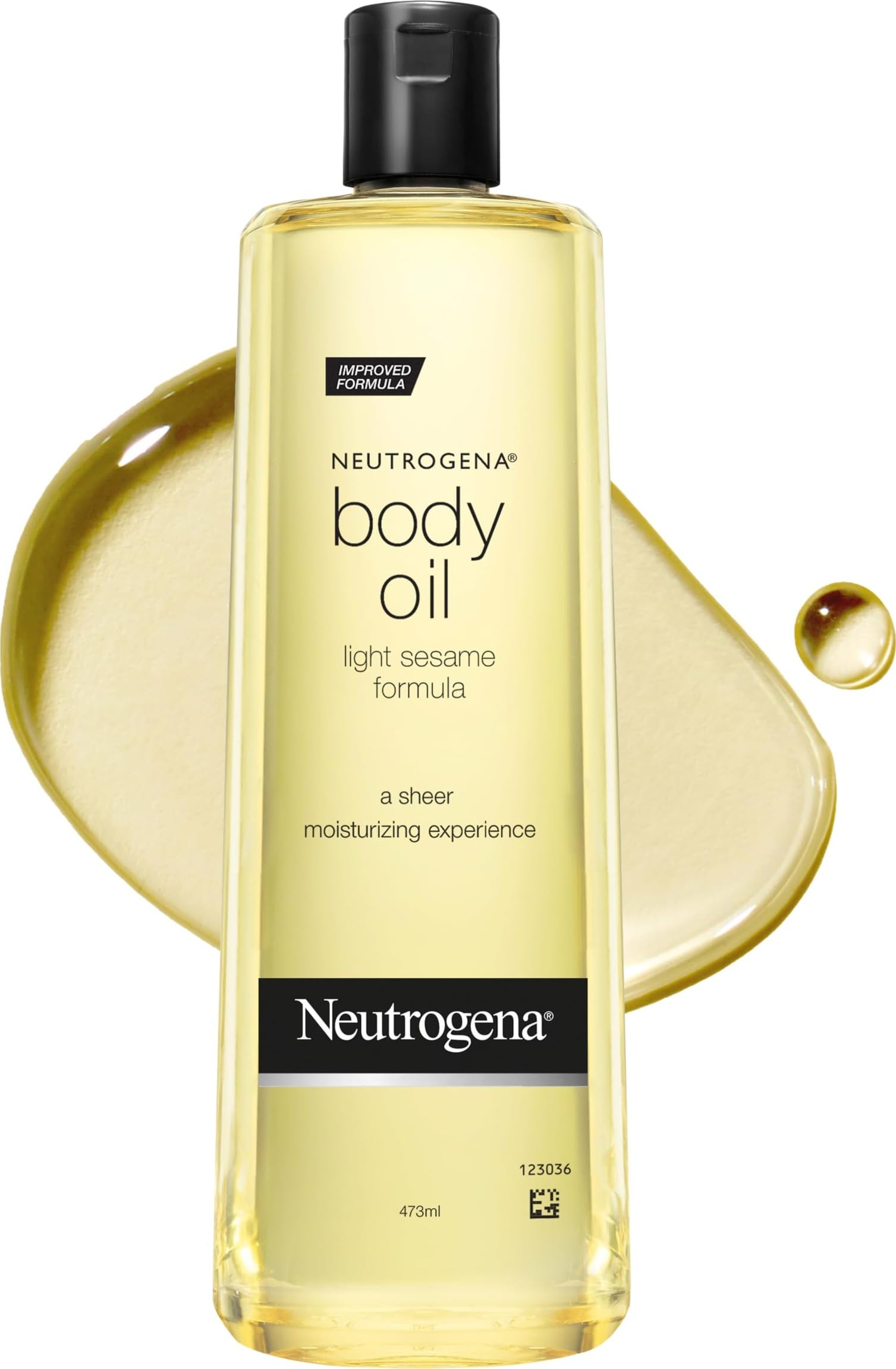 Neutrogena Aceite corporal ligero para piel seca, crema hidratante pura con fórmula ligera de sésamo, 16 fl. oz. oz