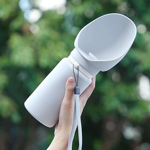 Miniatura 6 de Botella de agua portátil de silicona suave y plegable de 18.6 onzas para mascotas, gatos, perros, fácil de limpiar, color gris