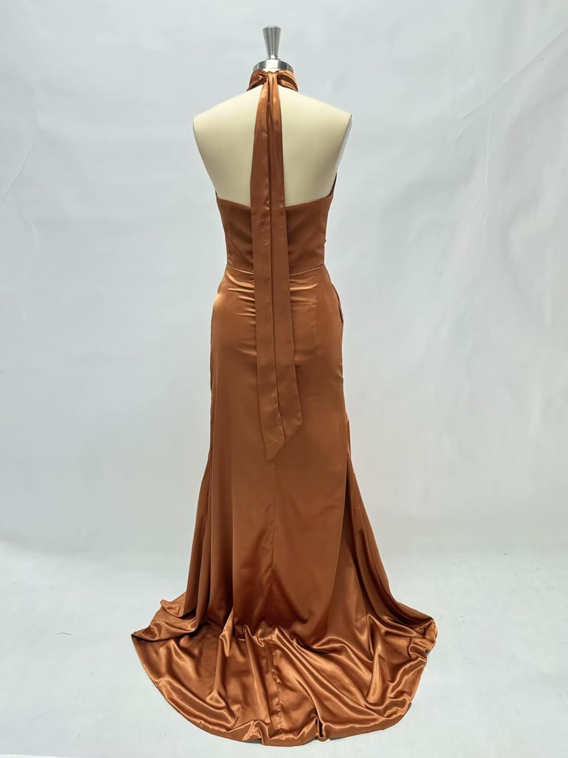 Halter Mermaid Bridesmaid Dresses Long Satin Pleated Prom Dress Women 2025 Formal Evening Gown with High Slit