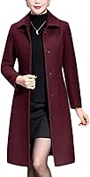 Jenkoon Women's Wool Blend Trench Coat: Slim Fit Lapel Single Breasted Mid-Long Winter Overcoat Walker Coat