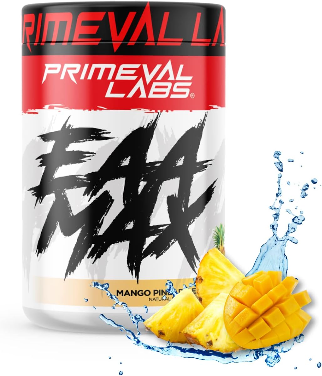 Primeval Labs EAA Max - 30 Servings - Full Essential Amino Acid Profile Drink (Mango Pineapple)