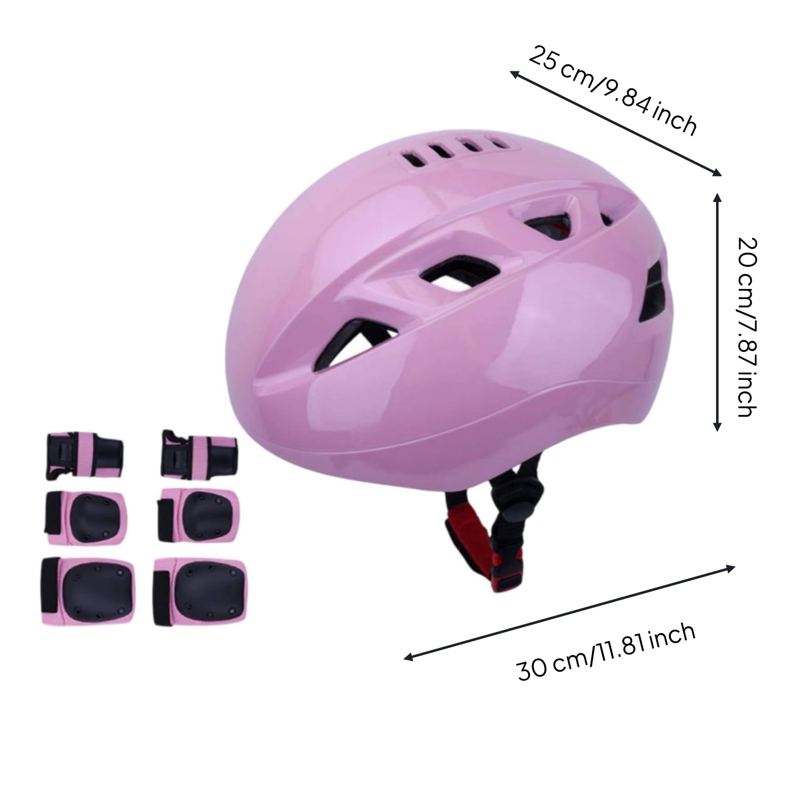 Milageto Set di Casco e Protezioni Ventilato Casco con Ginocchiere e Gomitiere Sicuro Set Protezioni con Ginocchiere per Principianti, Bicicletta