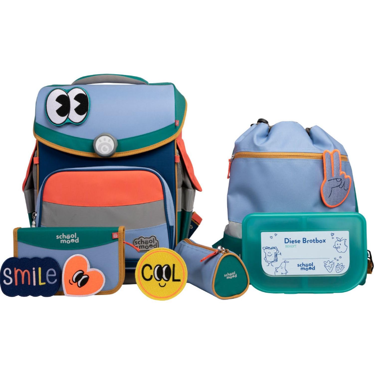 SCHOOL-MOOD Timeless Pro - Set di 7 zaini per la scuola da 23,5 l
