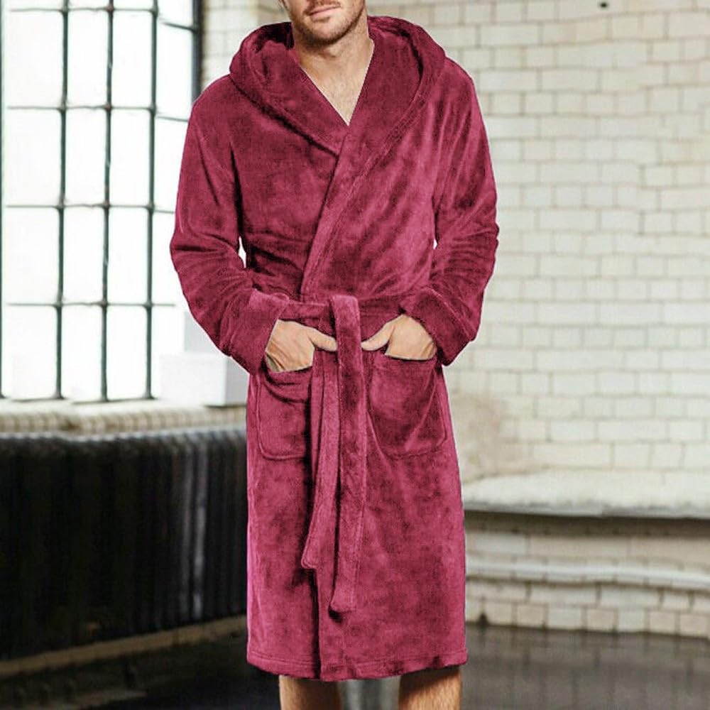 Baby Dolls & Negligees Für Unisex Fleece, Bademantel Langarm Baggy S-5Xl | Morgenmantel Unisex Mit Revers Weit Schlafanzug V-Neck Loungewear Hausanzug Mit Gürtel Plain Pyjama Dicker Nachtwäsche