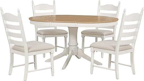 Miniatura 3 de LUMISOL Juego de mesa de comedor redonda extensible para 4 a 6 personas, juego de mesa de comedor de granja con 4 sillas tapizadas, juego de mesa de