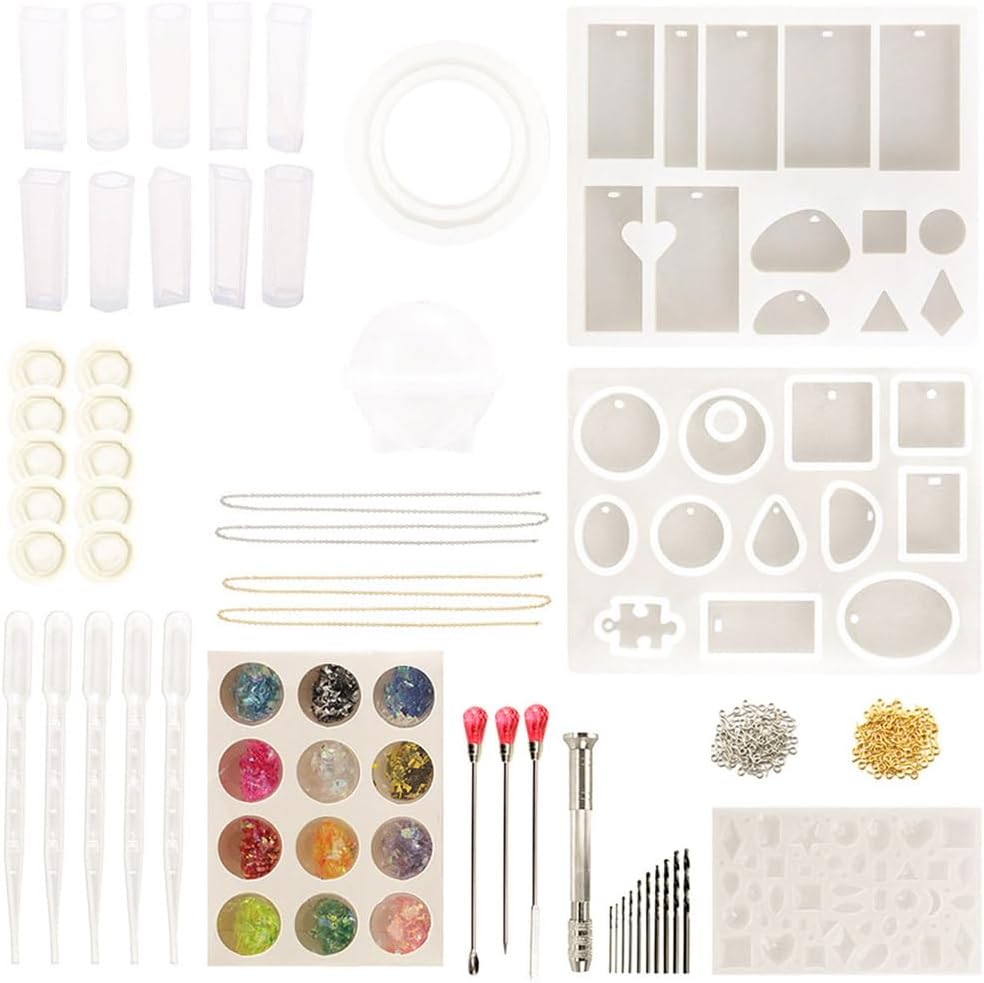 FUNSHOWCASE Resin Silicone Mold Set Bracelet Crystal Orb for Jewelry Making Pendant Necklace Keychain Lot 158-Count