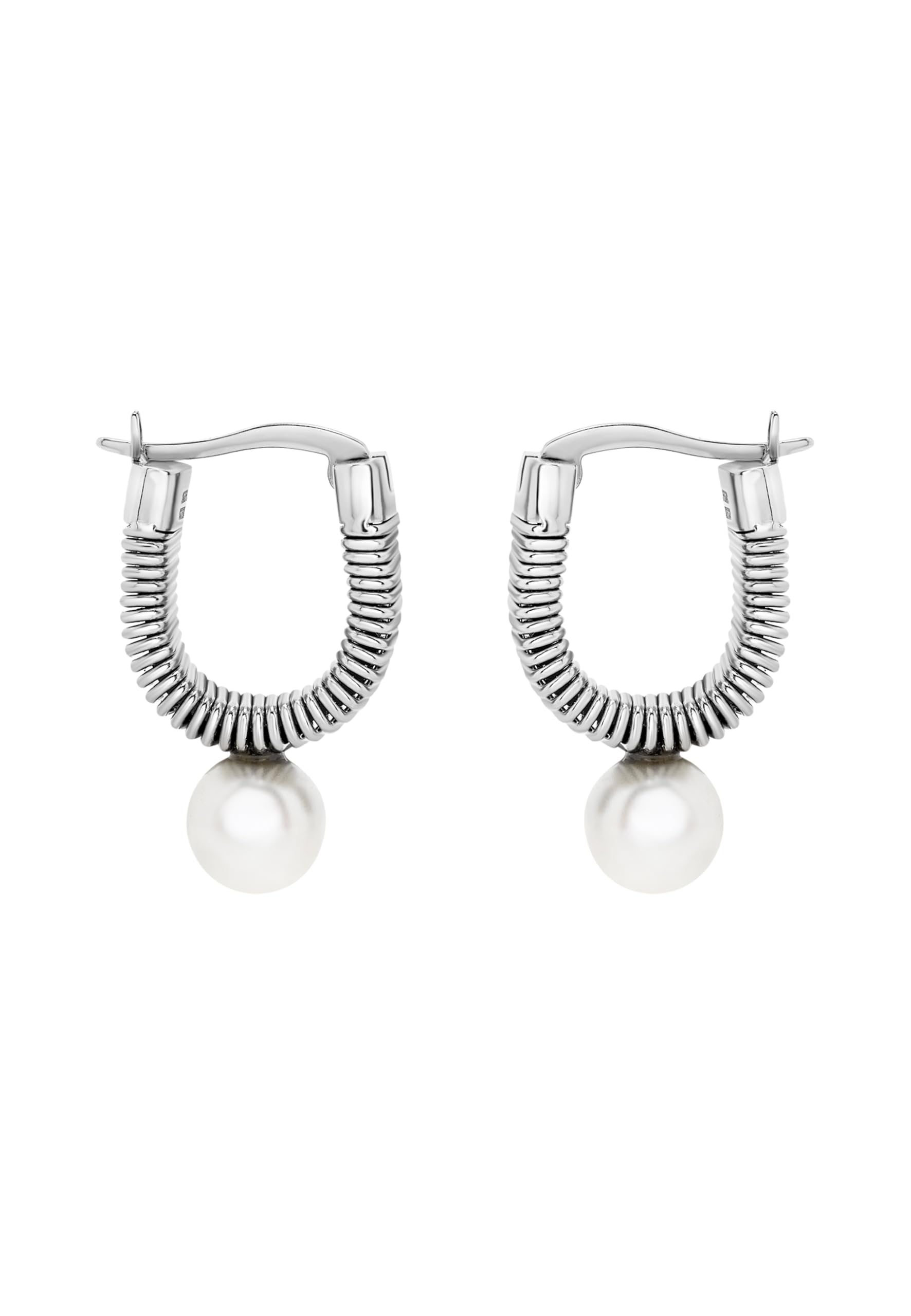 Breil, Collezione Stylize, Orecchini Donna in Acciaio, Orecchini Hoop Effetto Tubogas con Pendente Madreperla, Chiusura a Baionetta, Lunghezza 23 mm, Idea Regalo Donna