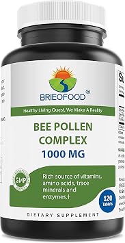 Brieofood Bee Pollen Complex 1000 mg 120 Tablets - Made with Bee Pollen, Bee Propolis, Royal Jelly Powder
