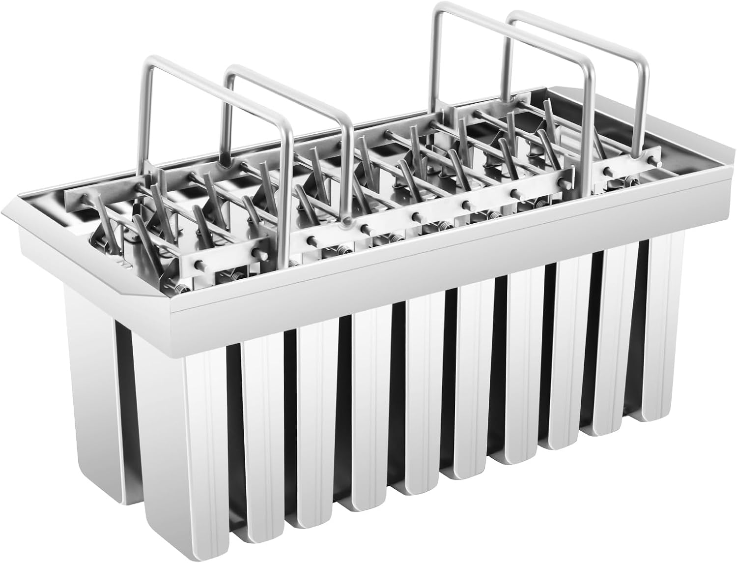 Stainless Steel Ice Lolly Popsicle Molds 20Pcs Commercial Ice Pop Molds with Brush and Bamboo Sticks for Family, Restaurant