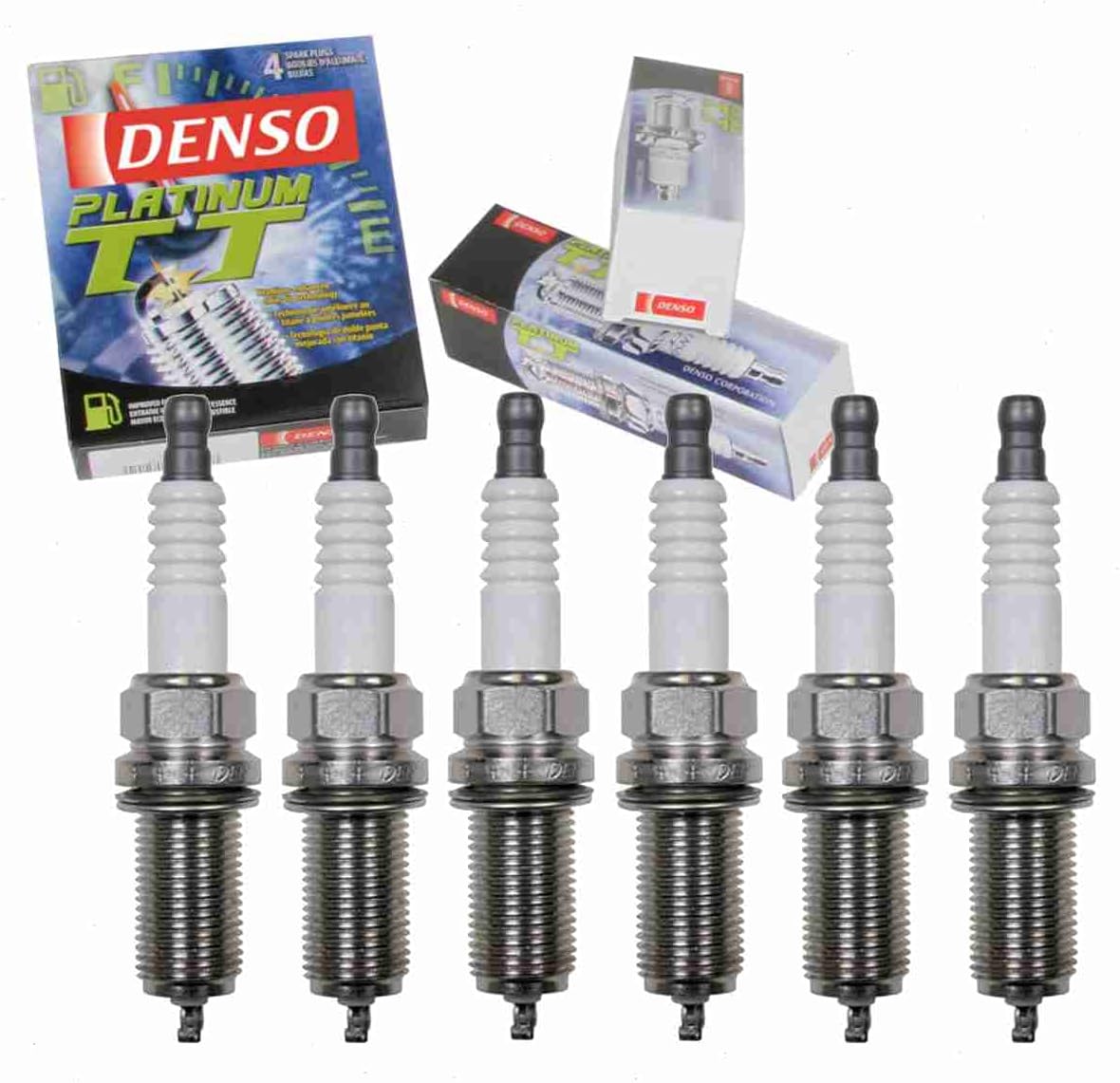 6 pc DENSO Platinum TT Spark Plugs compatible with Toyota Tundra 4.0L V6 2005-2014
