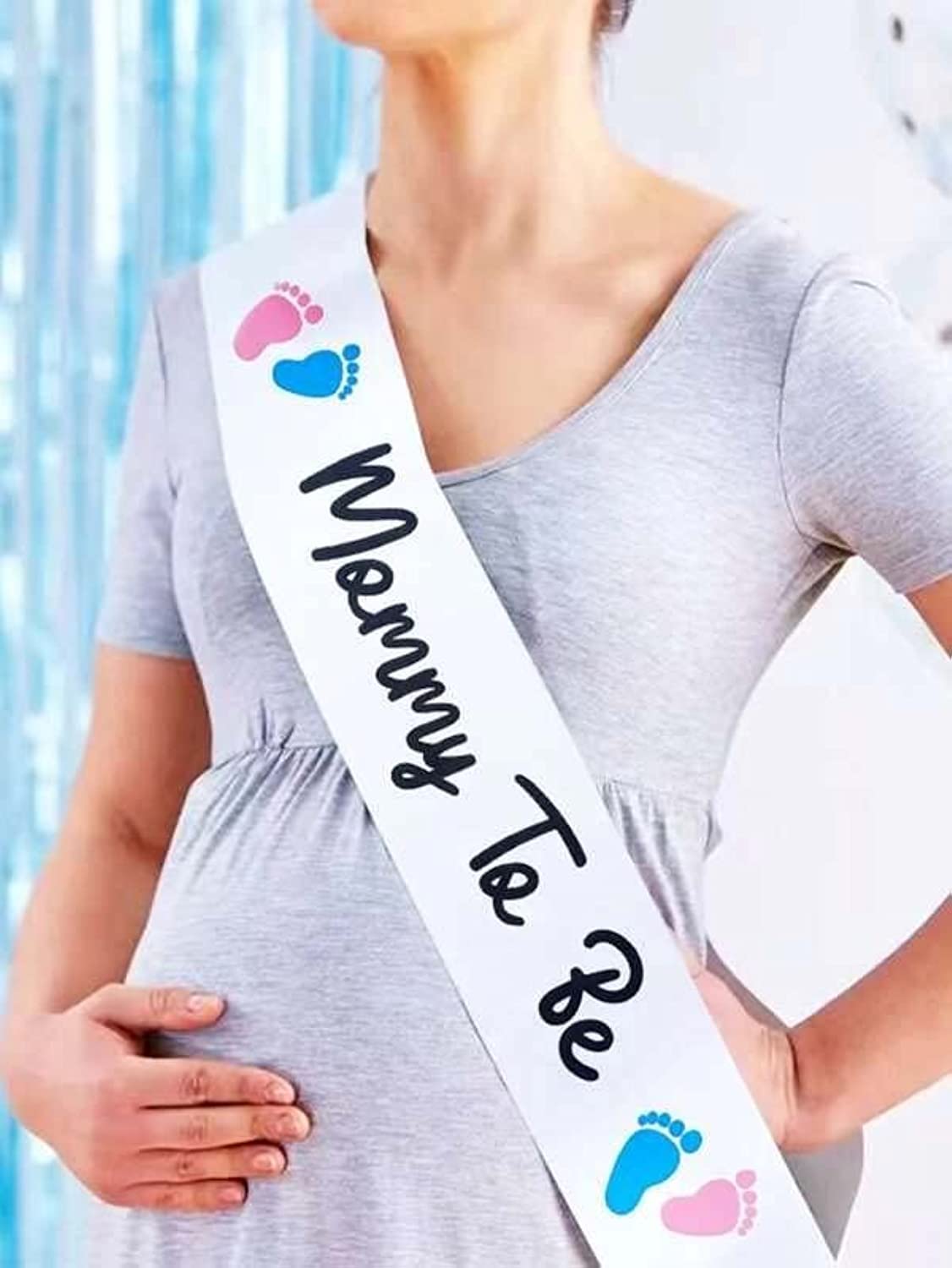 Sash for a Future Mum to Wear at Her Baby Shower Gender Reveal Party Supplies - Blue Pink (Mommy TO Be)