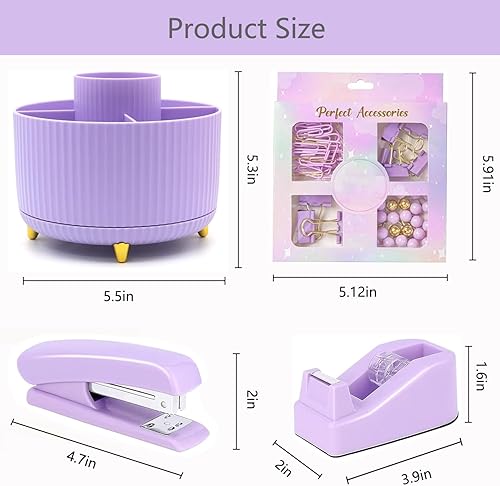 Miniatura 6 de Suministros de oficina, accesorios de escritorio, con grapadora, dispensador de cinta, removedor de grapas, tijera, bolígrafo, notas adhesivas,