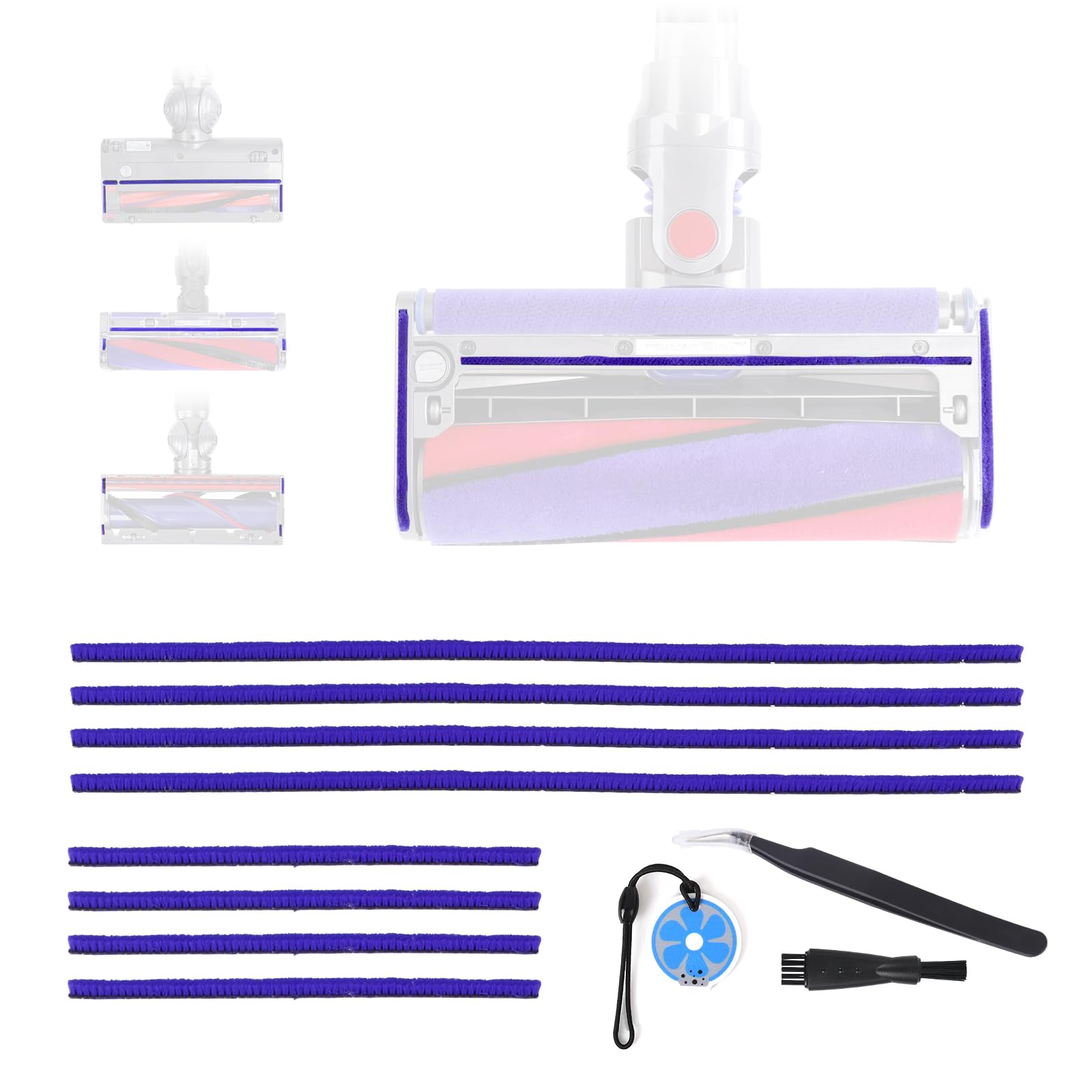 Pack of 8 Soft Plush Strips for Dyson V6 V7 V8 V10 V11 V12 V15 DC58 DC59 DC62 DC72 DC74 Vacuum Cleaner Accessories, Soft Replacement Parts, 4 Long (23 cm), 4 Short (11.5 cm)