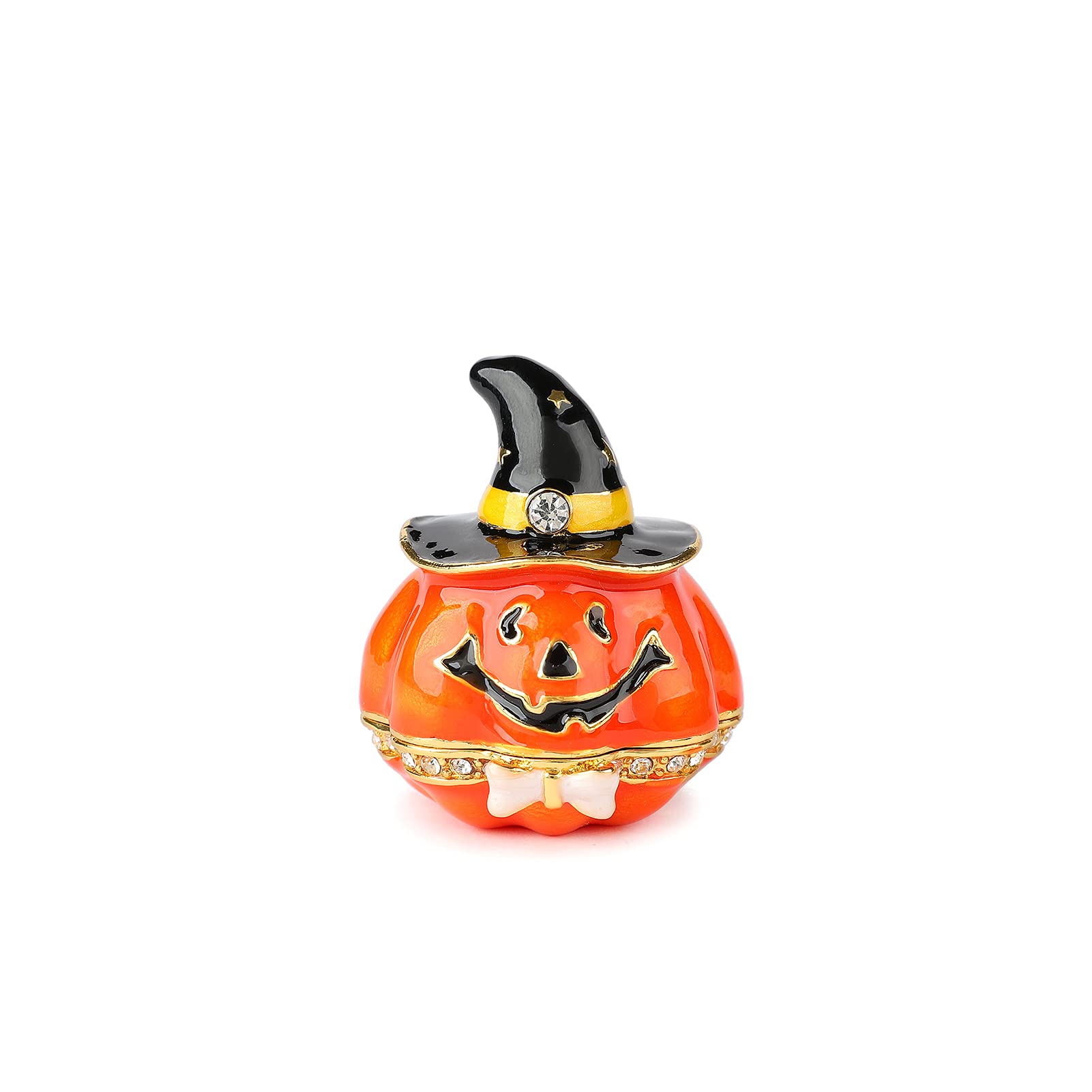Furuida Magic Pumpkin Trinket Boxes Hinged Enamel Hand-Painted Figurine Craft Ornaments Unique Gift for Fall Halloween Decor