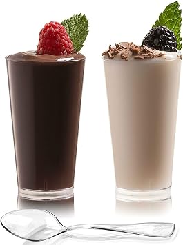 Zappy 200 Pack 3 oz Plastic Mini Dessert Cups with Spoons for Party and Event, Disposable Parfait Appetizer Cups Pudding Shot Glasses