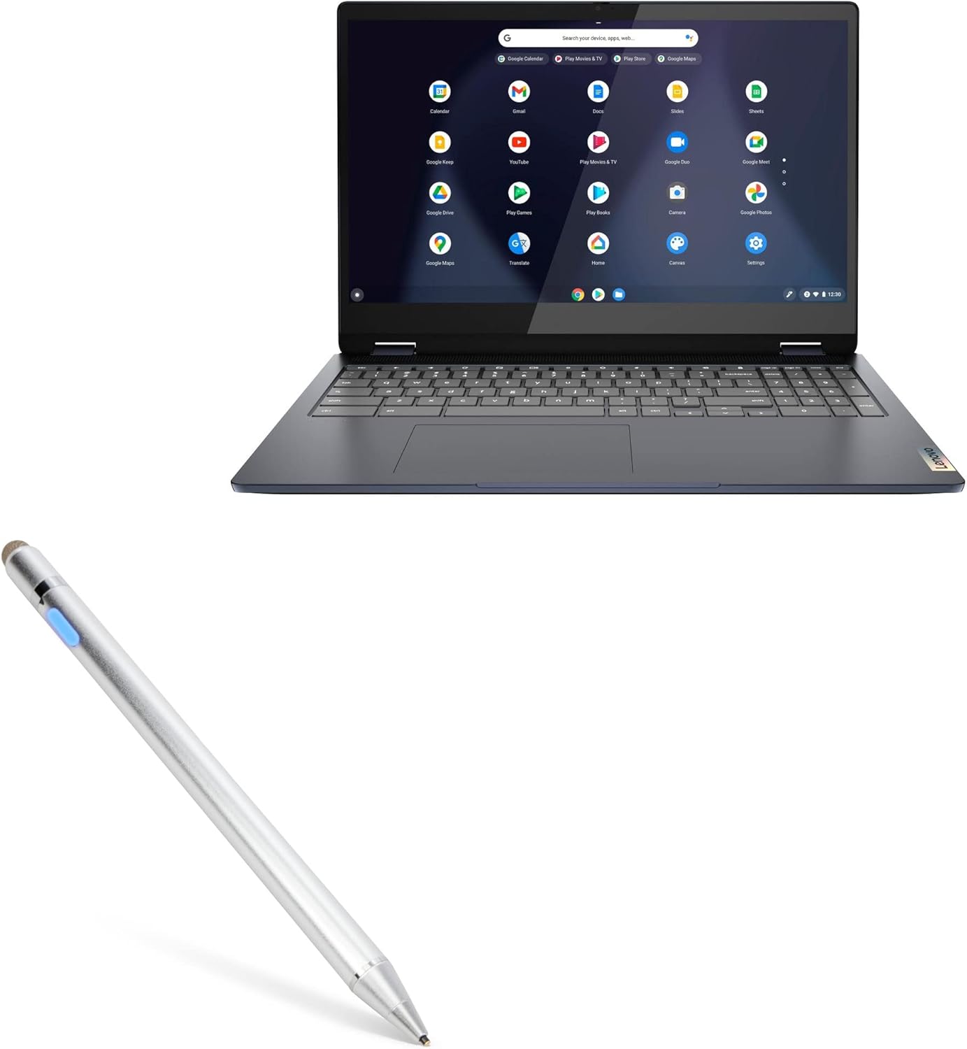 BoxWave Stylus Pen Compatible with Lenovo IdeaPad Flex 3i Chromebook (15 in - 82T3) - AccuPoint Active Stylus, Electronic Stylus with Ultra Fine Tip - Metallic Silver