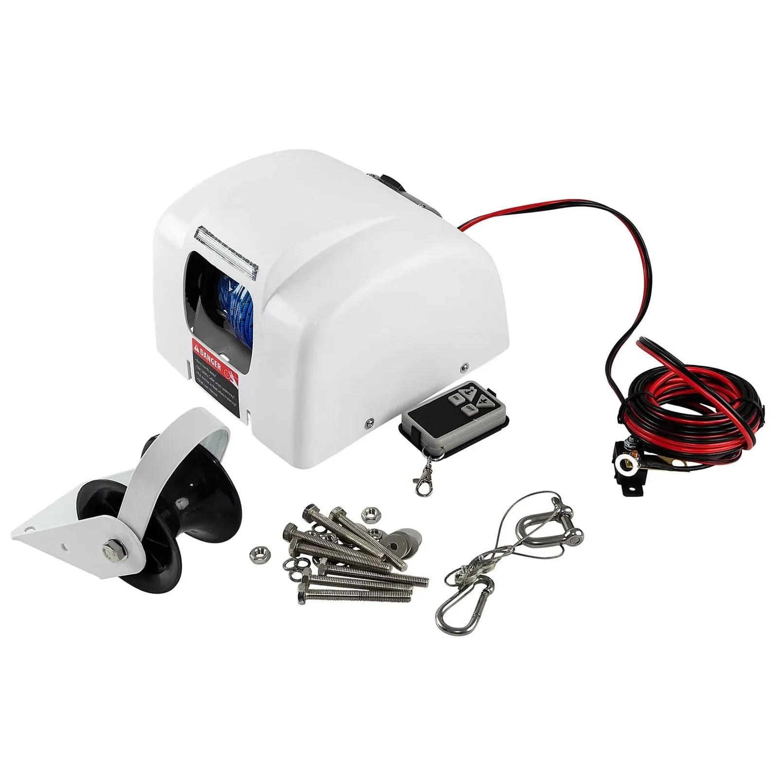 Verricello elettrico for ancora da barca da 12 V con telecomando wireless, for acqua salata marina, 45 libbre